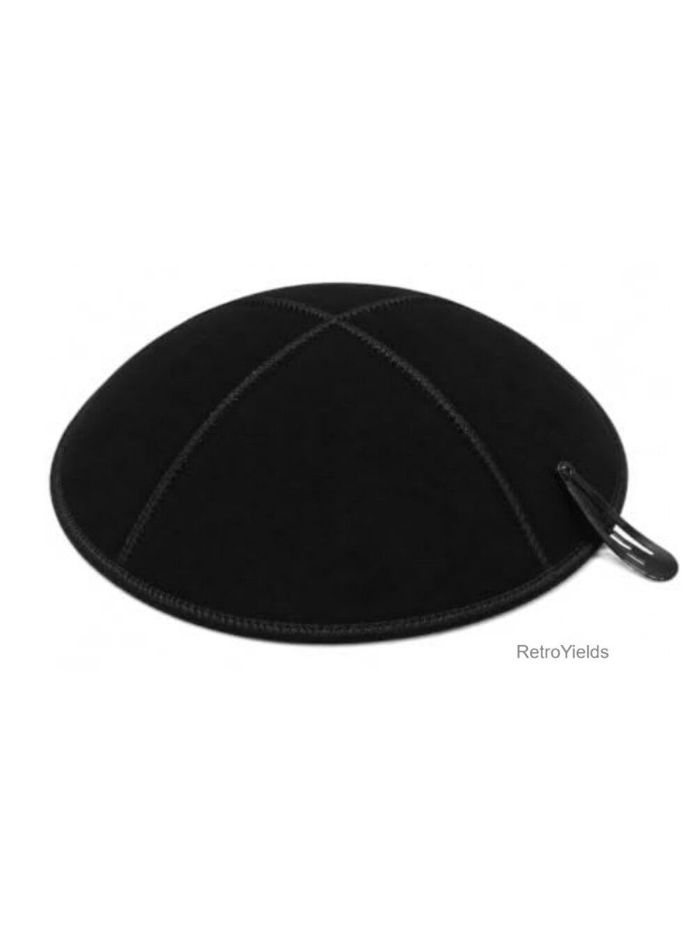 Black Suede Kippah with Clip Yarmulke Jewish Head Covering